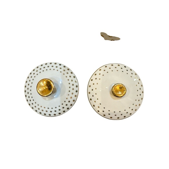 Grace's Teaware Teapot With Creamer &‎ Sugar Bowl White With Gold Polka Dots - Picture 5 of 8